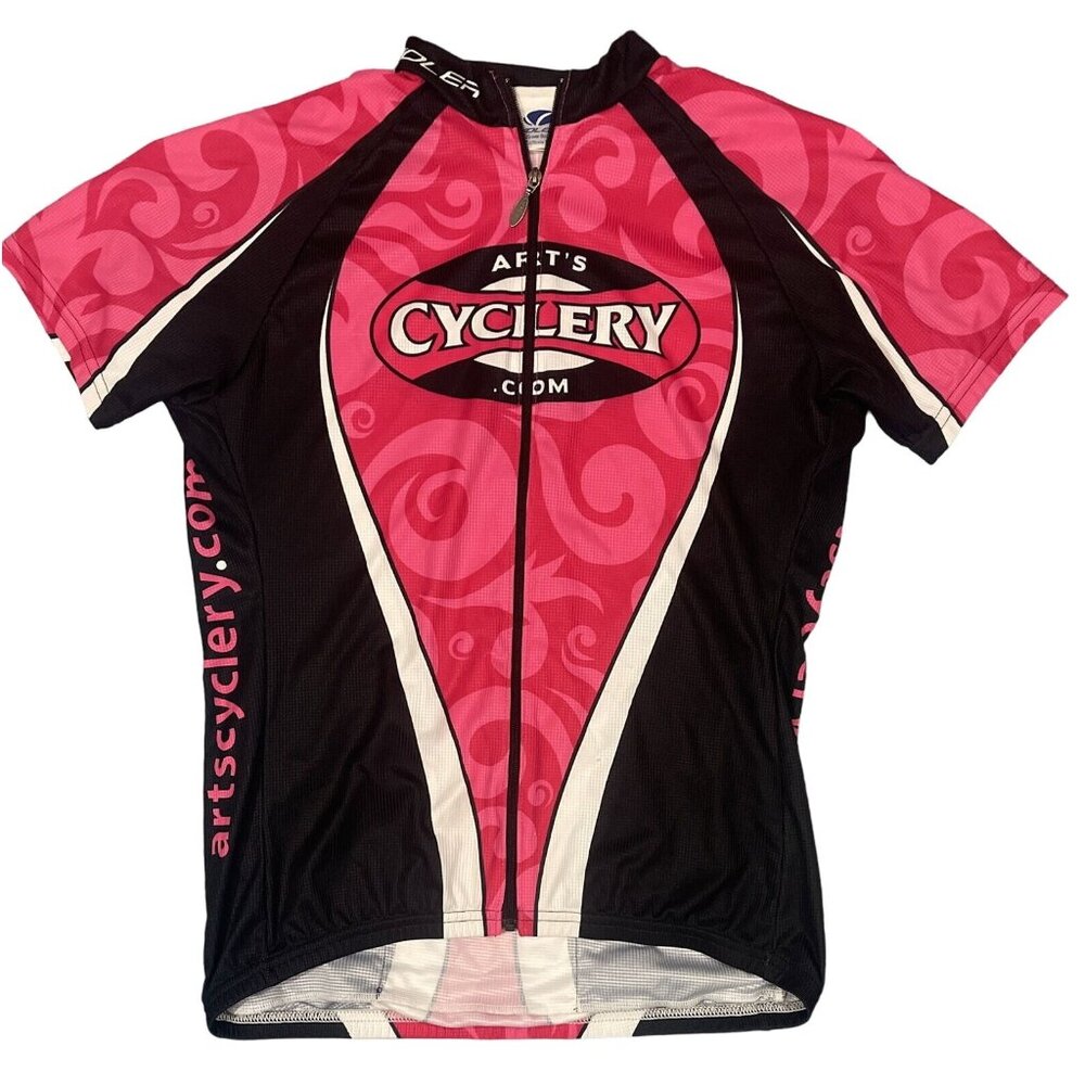 VOLER jersey XL pink black and white short sleeve lightweight‎ full zip WR